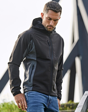 Tee Jays Hooded Lightweight Performance Softshell, Dark Grey/Off White, 3XL bedrucken, Art.-Nr. 435541637
