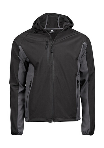 Tee Jays Hooded Lightweight Performance Softshell, Black/Dark Grey, 2XL bedrucken, Art.-Nr. 435541536