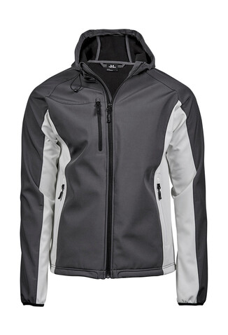 Tee Jays Hooded Lightweight Performance Softshell, Dark Grey/Off White, 3XL bedrucken, Art.-Nr. 435541637