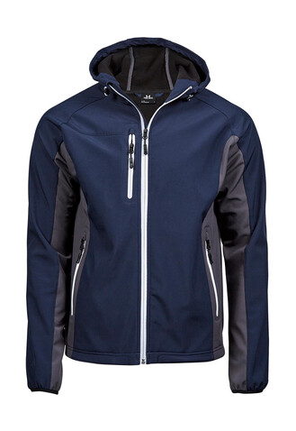 Tee Jays Hooded Lightweight Performance Softshell, Dark Grey/Off White, XL bedrucken, Art.-Nr. 435541635