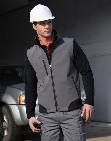 Result Softshell Bodywarmer, Workguard Grey/Black, S bedrucken, Art.-Nr. 459331103