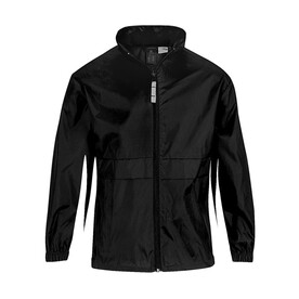 B &amp;amp; C Sirocco/kids Windbreaker, Black, 3/4 (98/104) bedrucken, Art.-Nr. 498421013