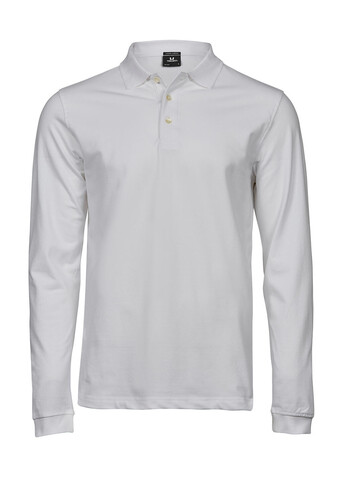 Tee Jays Luxury LS Stretch Polo, White, L bedrucken, Art.-Nr. 501540005