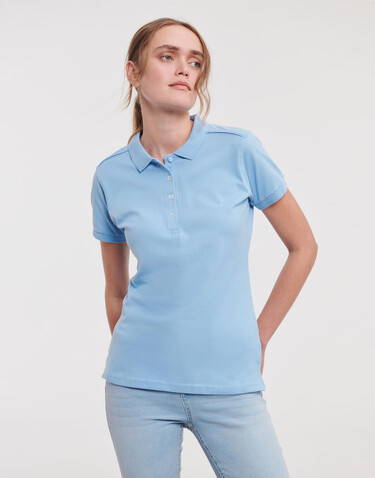 Russell Europe Ladies` Fitted Stretch Polo, White, XS bedrucken, Art.-Nr. 566000002 Russell Europe Ladies` Fitted Stretch Polo, White, XS bedrucken, Art.-Nr. 566000002