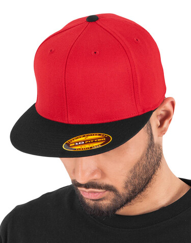 Flexfit Premium 210 Fitted 2-Tone, Black/Red, S/M bedrucken, Art.-Nr. 672681541