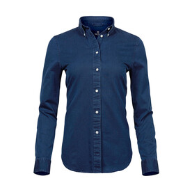 Tee Jays Ladies` Casual Twill Shirt, Indigo, XS bedrucken, Art.-Nr. 706543182