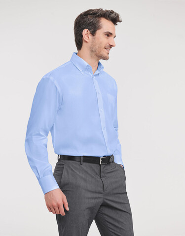 Russell Europe Men`s LS Ultimate Non-iron Shirt, White, S/15" bedrucken, Art.-Nr. 756000001