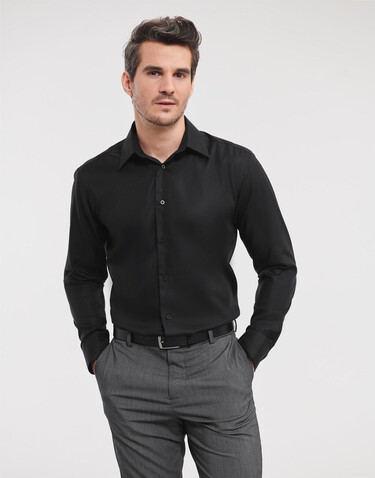 Russell Europe Tailored Ultimate Non-iron Shirt LS, White, S/15" bedrucken, Art.-Nr. 758000001