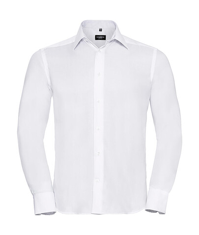 Russell Europe Tailored Ultimate Non-iron Shirt LS, White, S/15" bedrucken, Art.-Nr. 758000001