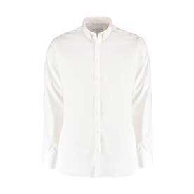 Kustom Kit Slim Fit Stretch Oxford Shirt LS, White, XS bedrucken, Art.-Nr. 776110002