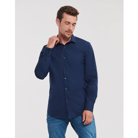 Russell Europe Men`s LS Ultimate Stretch Shirt, White, S bedrucken, Art.-Nr. 788000003