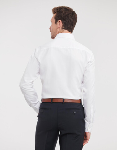 Russell Europe Men`s LS Herringbone Shirt, White, S (15") bedrucken, Art.-Nr. 789000003