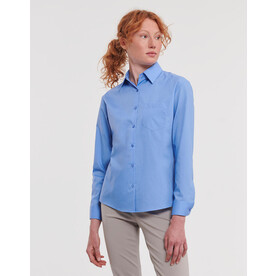Russell Europe Ladies` LS Poplin Shirt, White, XS (34) bedrucken, Art.-Nr. 795000002