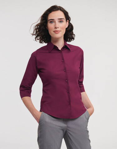 Russell Europe Ladies` 3/4 Sleeve Easy Care Fitted Shirt, White, XS bedrucken, Art.-Nr. 796000002