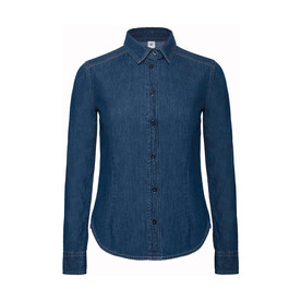 B &amp;amp; C DNM Vision/women Denim Shirt LS, Deep Blue Denim, XS bedrucken, Art.-Nr. 797422292