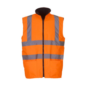 Yoko Fluo Fleece Reversible Bodywarmer, Fluo Orange, S bedrucken, Art.-Nr. 808774053