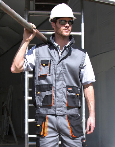 Result LITE Gilet, Grey/Black/Orange, XS bedrucken, Art.-Nr. 868331821