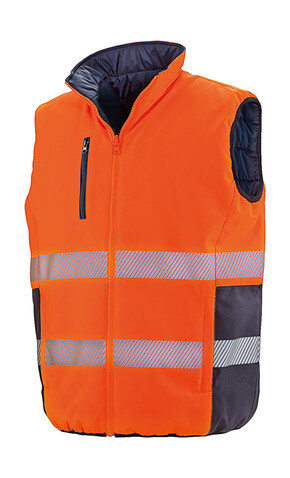 Result Reversible Soft Padded Safety Gilet, Fluo Orange/Navy, S bedrucken, Art.-Nr. 877334763 Result Reversible Soft Padded Safety Gilet, Fluo Orange/Navy, S bedrucken, Art.-Nr. 877334763