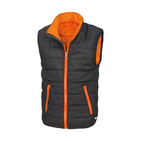 Result Junior/Youth Padded Bodywarmer, Black/Orange, 2XS (2-3) bedrucken, Art.-Nr. 879331781