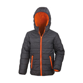 Result Junior/Youth Soft Padded Jacket, Black/Orange, 2XS (2-3) bedrucken, Art.-Nr. 881331781