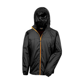 Result HDI Quest Lightweight Stowable Jacket, Black/Orange, XS bedrucken, Art.-Nr. 889331782