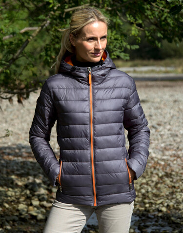 Result Ladies` Snow Bird Hooded Jacket, Grey/Orange, XS (8) bedrucken, Art.-Nr. 894331622