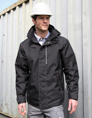 Result Denim Texture Rugged Jacket, Black, M bedrucken, Art.-Nr. 898331014