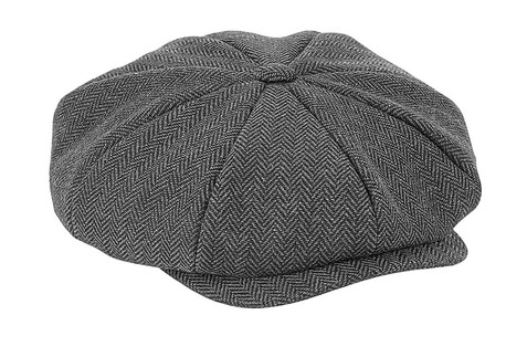 Beechfield Heritage Bakerboy Cap, Charcoal Herringbone, S/M bedrucken, Art.-Nr. 902691251 Beechfield Heritage Bakerboy Cap, Charcoal Herringbone, S/M bedrucken, Art.-Nr. 902691251