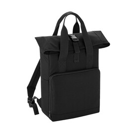 Bag Base Recycled Twin Handle Roll-Top Backpack, Black, One Size bedrucken, Art.-Nr. 903291010