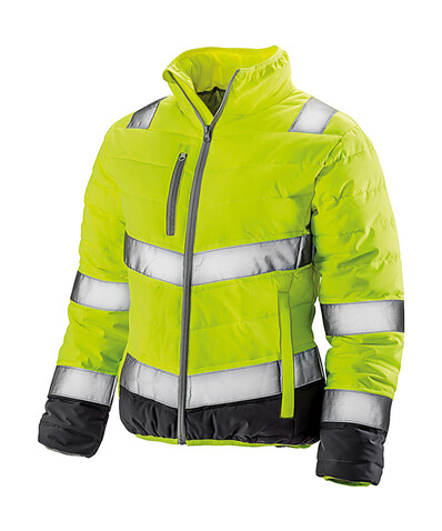 Result Women`s Soft Padded Safety Jacket, Fluo Yellow/Grey, XS bedrucken, Art.-Nr. 916336752
