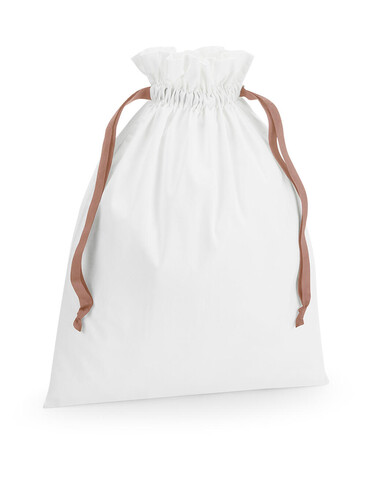 Westford Mill Cotton Gift Bag with Ribbon Drawstring, Soft White/Black, S bedrucken, Art.-Nr. 921280733 Westford Mill Cotton Gift Bag with Ribbon Drawstring, Soft White/Black, S bedrucken, Art.-Nr. 921280733