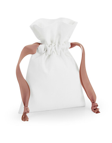 Westford Mill Cotton Gift Bag with Ribbon Drawstring, Soft White/Black, S bedrucken, Art.-Nr. 921280733 Westford Mill Cotton Gift Bag with Ribbon Drawstring, Soft White/Black, S bedrucken, Art.-Nr. 921280733
