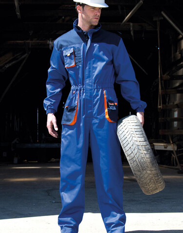 Result LITE Coverall, Grey/Black/Orange, XS bedrucken, Art.-Nr. 921331821