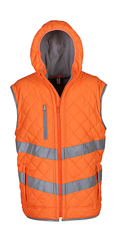 Yoko Fluo Kensington Hooded Gilet, Fluo Orange, L bedrucken, Art.-Nr. 927774055