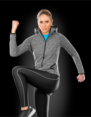Result Women`s Microfleece Hoodi, Marl Grey/Black, XS bedrucken, Art.-Nr. 932331482