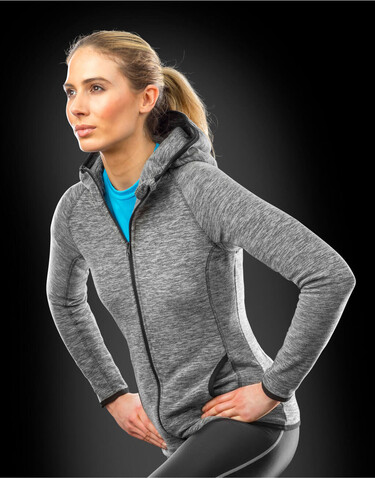Result Women`s Microfleece Hoodi, Marl Grey/Black, XS bedrucken, Art.-Nr. 932331482