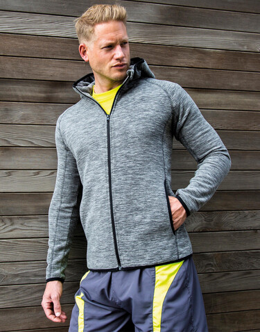 Result Men`s Microfleece Hoodi, Marl Grey/Black, S bedrucken, Art.-Nr. 933331483
