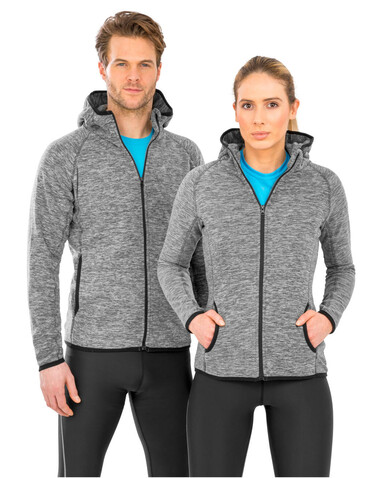 Result Men`s Microfleece Hoodi, Marl Grey/Black, S bedrucken, Art.-Nr. 933331483
