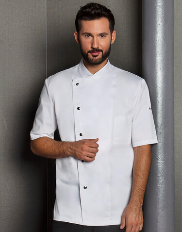 Karlowsky Chef Jacket Gustav Short Sleeve, Black, 56 (XL) bedrucken, Art.-Nr. 935671016