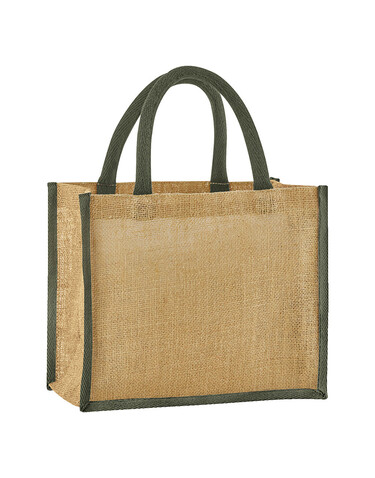 Westford Mill Natural Starched Jute Midi Tote, Black/Black, One Size bedrucken, Art.-Nr. 938281520