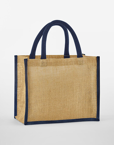 Westford Mill Natural Starched Jute Midi Tote, Black/Black, One Size bedrucken, Art.-Nr. 938281520