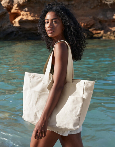 Westford Mill Double Handle Cargo Pocket Tote, Natural, One Size bedrucken, Art.-Nr. 950280080
