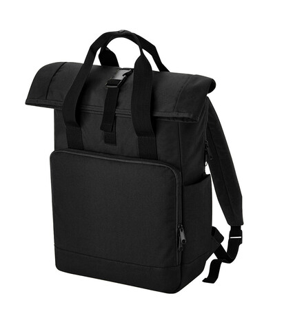 Bag Base Recycled Twin Handle Roll-Top Laptop Backpack, Black, One Size bedrucken, Art.-Nr. 959291010 Bag Base Recycled Twin Handle Roll-Top Laptop Backpack, Black, One Size bedrucken, Art.-Nr. 959291010