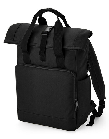 Bag Base Recycled Twin Handle Roll-Top Laptop Backpack, Black, One Size bedrucken, Art.-Nr. 959291010 Bag Base Recycled Twin Handle Roll-Top Laptop Backpack, Black, One Size bedrucken, Art.-Nr. 959291010