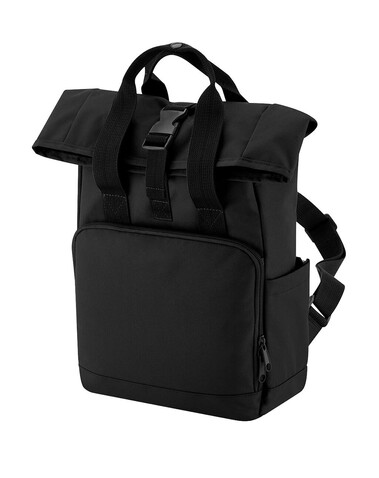 Bag Base Recycled Mini Twin Handle Roll-Top Backpack, Black, One Size bedrucken, Art.-Nr. 960291010