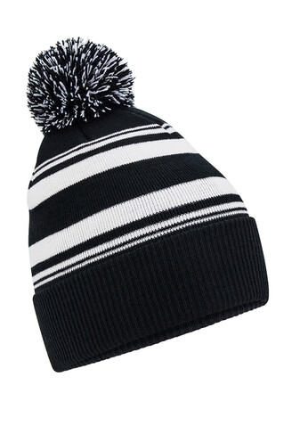Beechfield Striped Fan Beanie, Black/White, One Size bedrucken, Art.-Nr. 984691500 Beechfield Striped Fan Beanie, Black/White, One Size bedrucken, Art.-Nr. 984691500