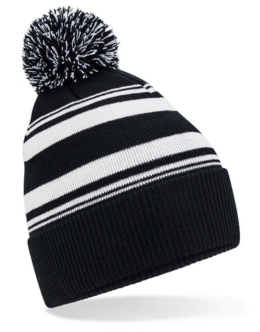 Beechfield Striped Fan Beanie, Black/White, One Size bedrucken, Art.-Nr. 984691500 Beechfield Striped Fan Beanie, Black/White, One Size bedrucken, Art.-Nr. 984691500