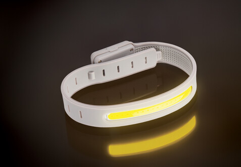 Lumi Sprint wiederaufladbares LED Lauflicht aus RCS rec. ABS grau bedrucken, Art.-Nr. P239.4402