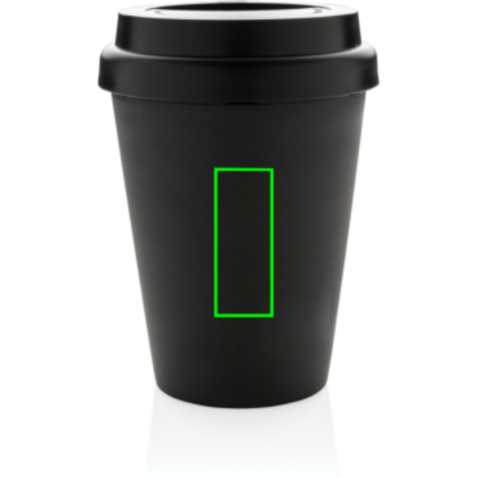 Wiederverwendbarer doppelwandiger Kaffeebecher 300ml schwarz bedrucken, Art.-Nr. P432.691
