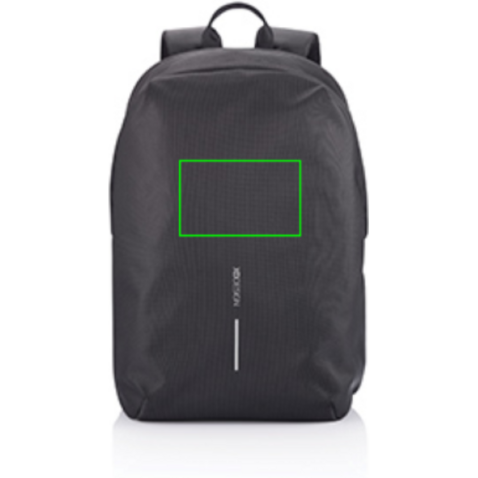 Bobby Soft, Anti-Diebstahl-Rucksack schwarz, grün bedrucken, Art.-Nr. P705.791 Bobby Soft, Anti-Diebstahl-Rucksack schwarz, grün bedrucken, Art.-Nr. P705.791